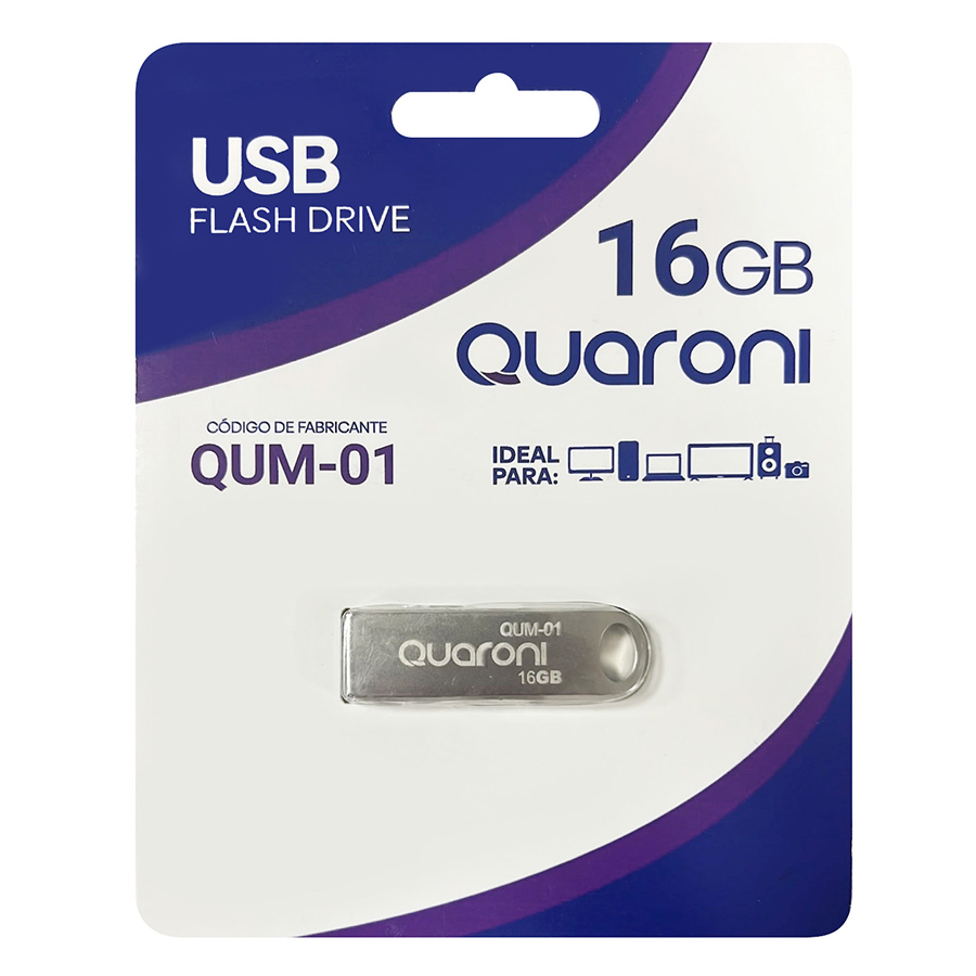 7500647005404 MEMORIA QUARONI 16GB USB METALICA USB 2.0 COMPATIBLE CON ANDROID WINDOWS MAC