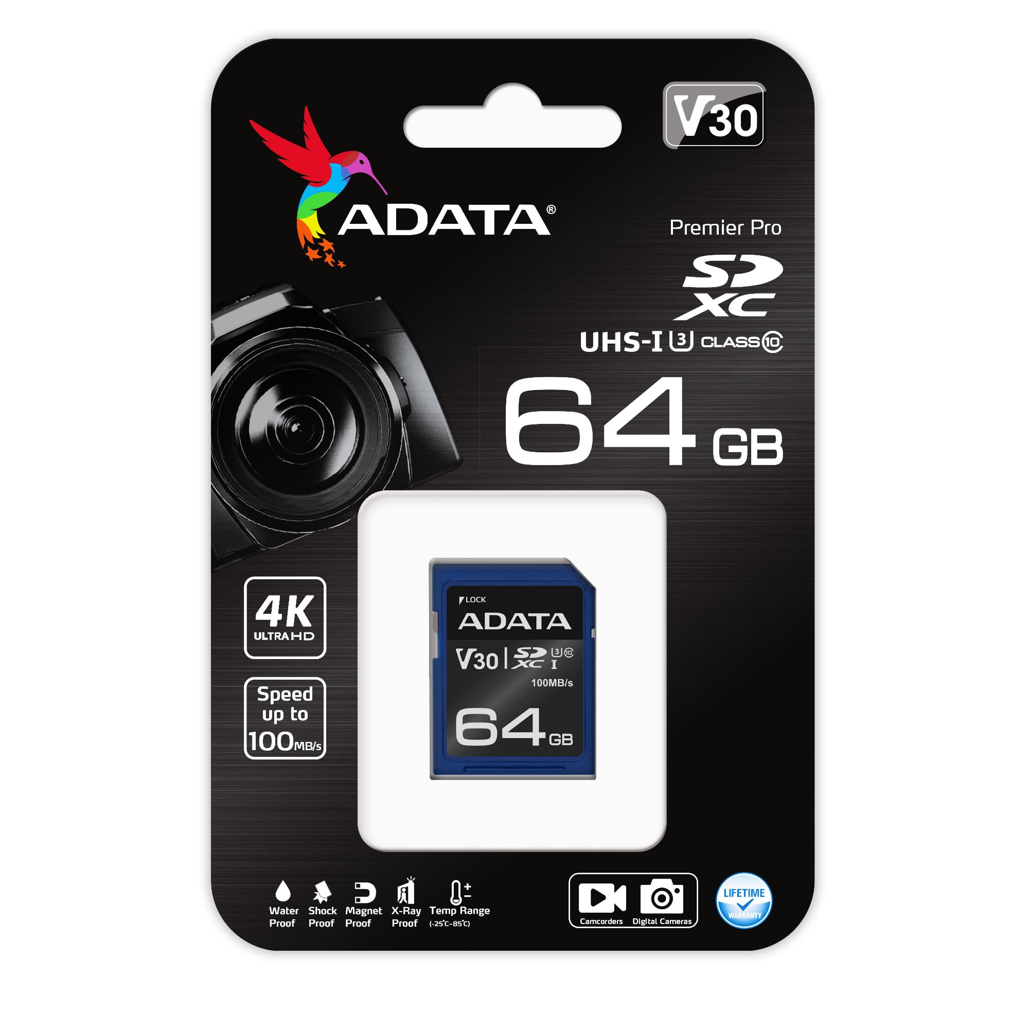 4713218463913  MEMORIA SDXC ADATA 64GB CL10 V30 4K UHD NEGRO AZUL