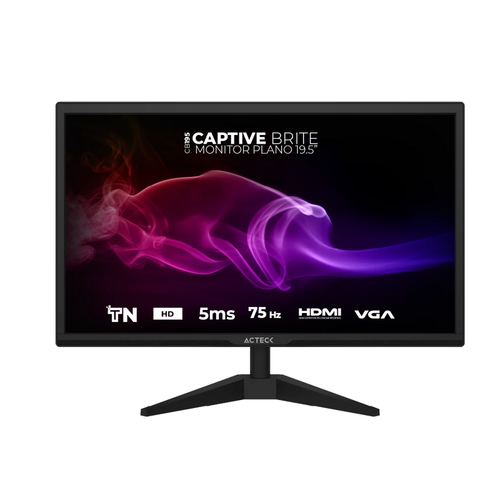 7506215939409 MONITOR ACTECK CAPTIVE BRITE CB195 19.5 PLANO HD 75HZ VGA HDMI 