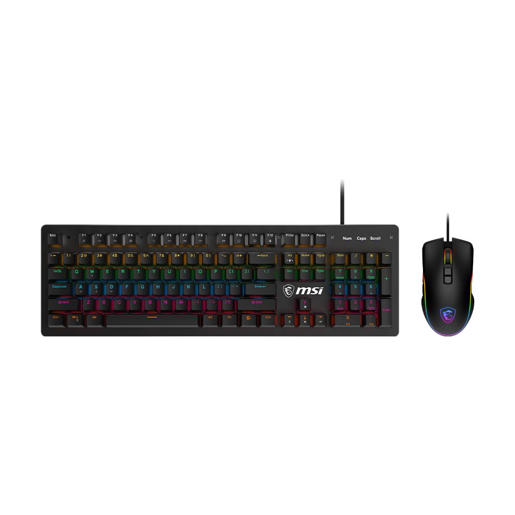 824142348451 KIT DE TECLADO Y MOUSE GAMING MECANICO MSI FORGE GK300 COMBO RGB 7200 DPI ANTI-FANTASMA INGLES 