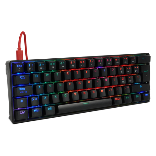 7502266679790 TECLADO MECANICO GAME FACTOR KBG560 USB 1.5M RGB SWITCH GALERON ROJO TECLAS NEGRA  Y ROJA 