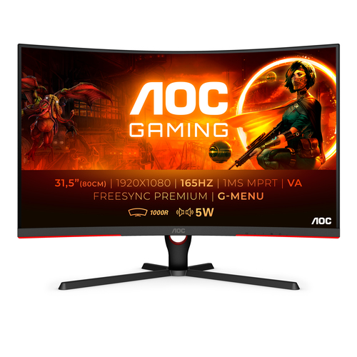 685417133888 MONITOR AOC C32G3E 31.5 FULL HD 1MS  165HZ NEGRO ROJO  2XHDMI 1XDP