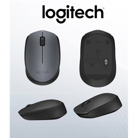 097855124180  RATON LOGITECH M170, RF INALAMBRICO, AMBIDEXTRO, COLOR NEGRO, GRIS, ALCANCE 10 M, BATERIA AA