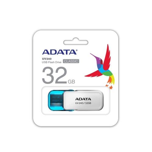 4713218465399 Memoria usb ADATA UV240, 32GB, 2.0, Factor de forma Tapa,Color Blanco/Azul