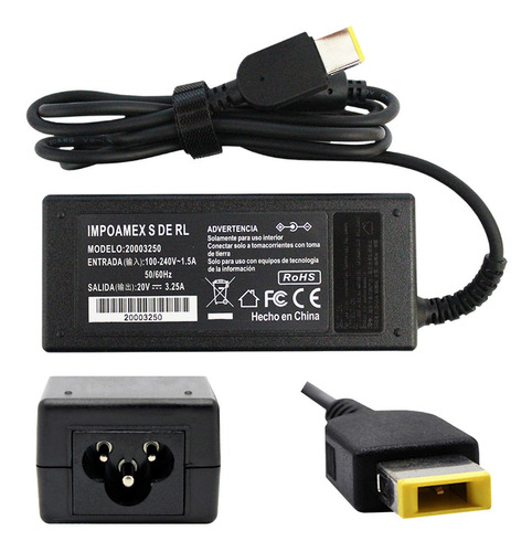 999912 CARGADOR GENERICO PARA LAPTOP, LENOVO YOGA 20V 3.25A