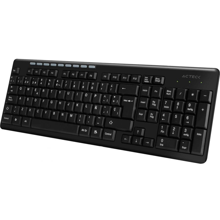 7506215913973 Teclado Multimedia Acteck TM100, Inalambrico, Receptor USB, Negro (AC-913973)