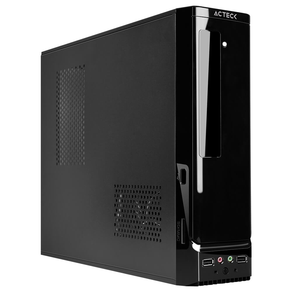 7506215929042 Gabinete Slim Acteck Atom Entry 100, Soporta T. Madre Micro Atx, Mini-itx, Fuente De Poder 450w, Color Negro, (ac-929042)