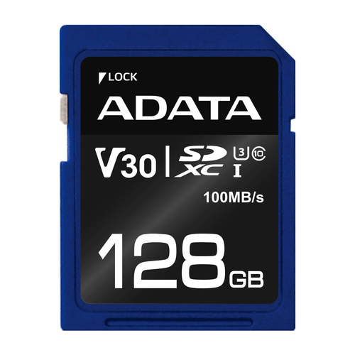 4713218463920 Memoria Sdxc Adata 128gb, Cl10, V30, 4k Uhd, 100 Mb/ps, Negro/azul