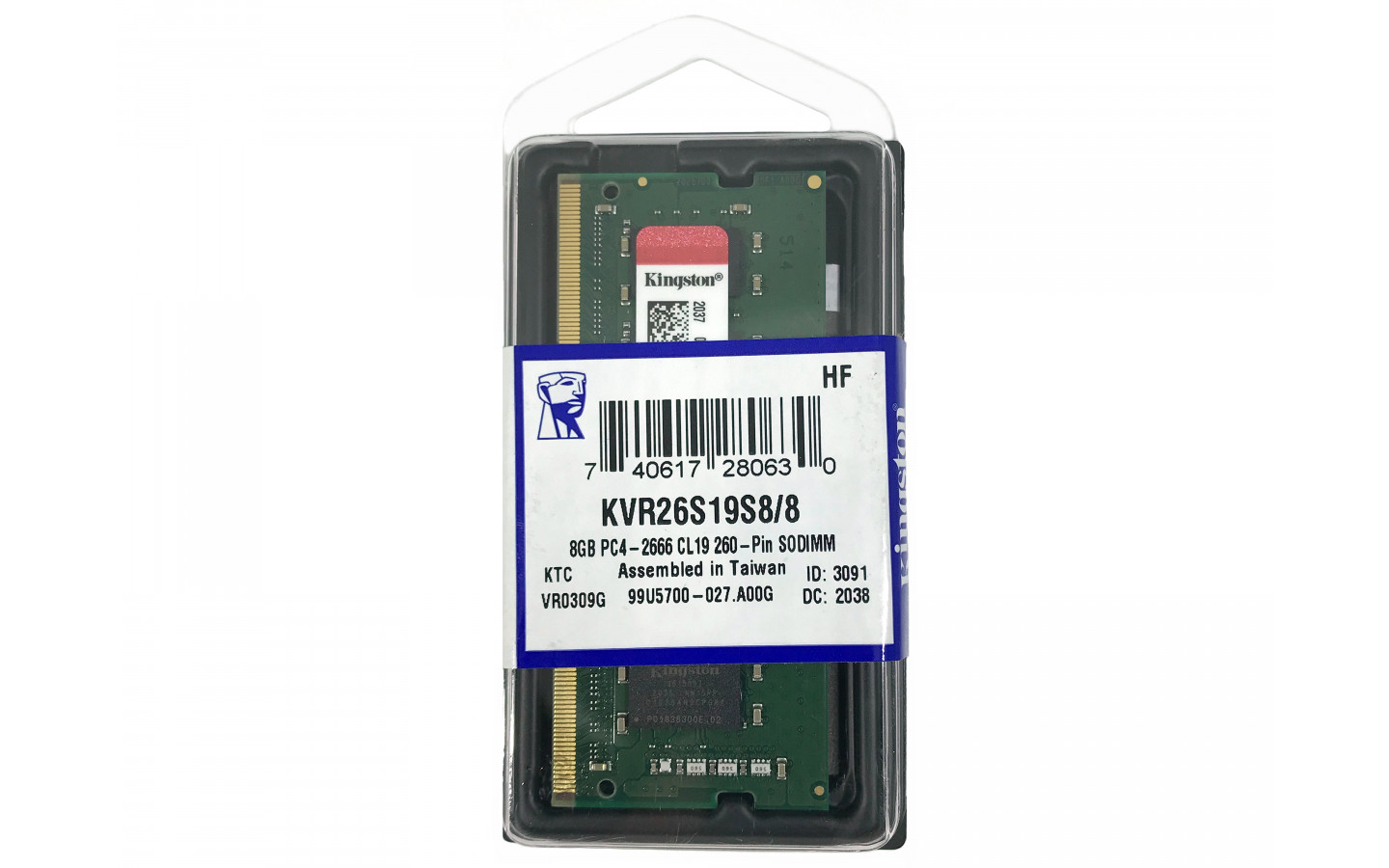740617280630  SODIMM KINGSTON 8GB DDR4, 2666MHZ