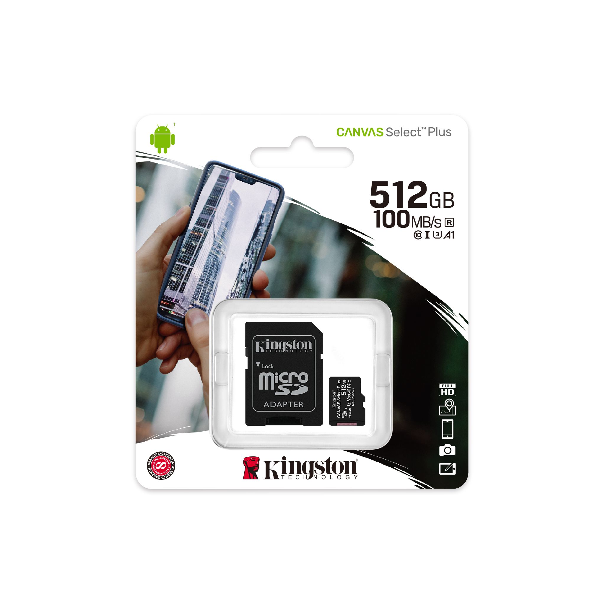 740617298727 Memoria Micro Sd Kingston Canvas Select Plus 512gb Sdxc, V30, A1