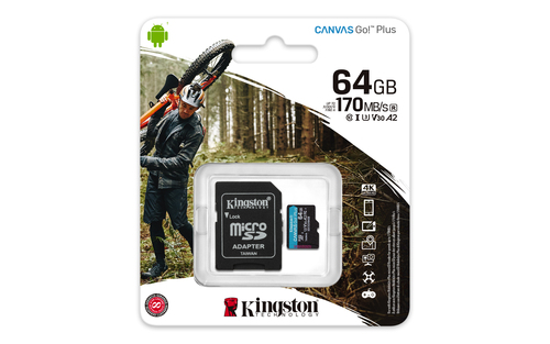 740617301045 MEMORIA KINGSTON MICRO SDXC CANVAS GO! PLUS 170R A2 U3 V30 (SDCG3/64GB