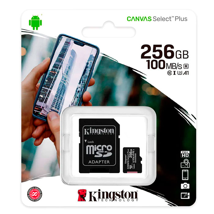 740617298710 MEMORIA MICRO SDXC 100R A1 CL10 KINGSTON 256GB