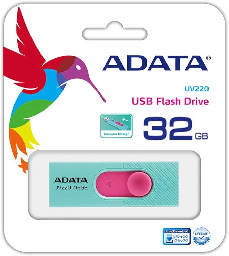 4710273770703 MEMORIA FLASH ADATA UV220 32GB USB 2.0 AZUL/ROSA