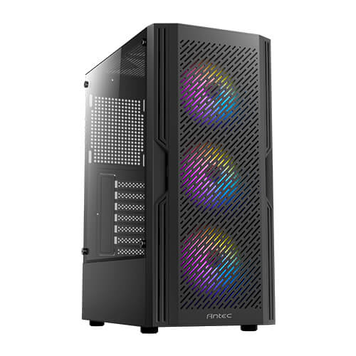 761345100663 Gabinete Antec Ax20 Elite Media Torre, Ventana Lateral Cristal, 4x Ventiladores Rgb, Negro